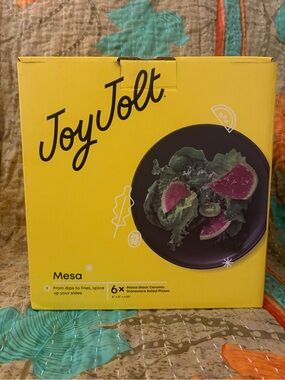 NWT JoyJolt Mesa 6-piece Ceramic Stoneware Salad Plate Set Matte Black